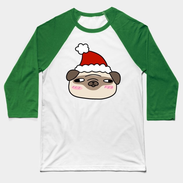 Santa Hat Pug Face Baseball T-Shirt by saradaboru